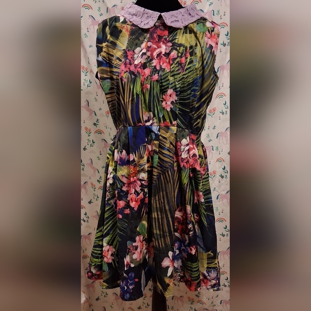 NWT Amelia New York Floral Business Casual Sleeveless Lace Collar Dress SZ 2P